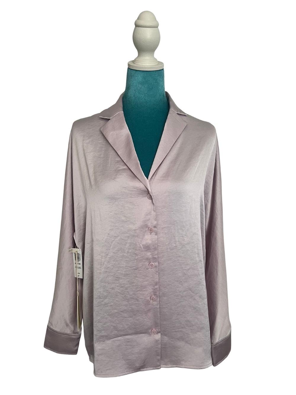 Aritzia Light Lavender Button-Down Satin Shirt